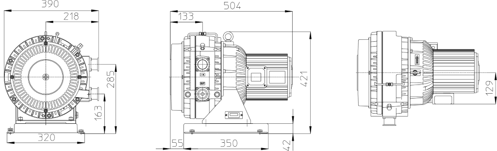 Габаритные размеры (чертеж) Спиральный вакуумный насос Anest Iwata ISP-1000
