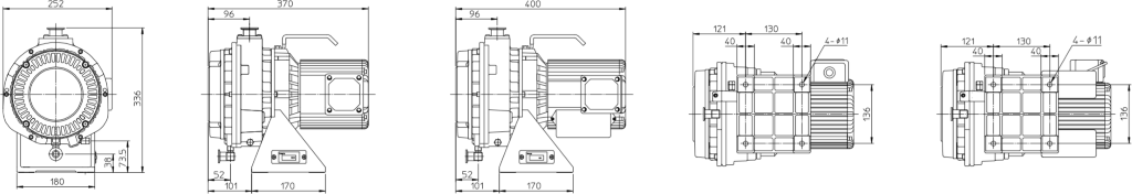 Габаритные размеры (чертеж) Спиральный вакуумный насос Anest Iwata ISP-250С