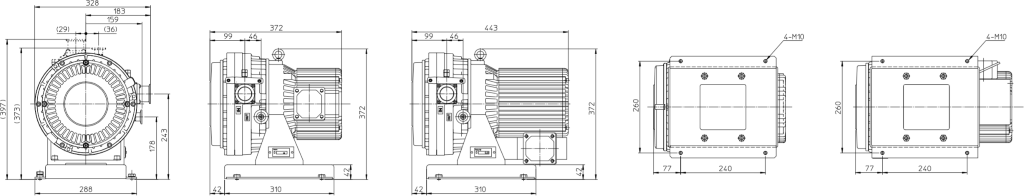 Габаритные размеры (чертеж) Спиральный вакуумный насос Anest Iwata ISP-500С