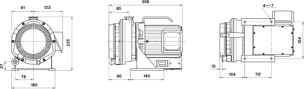 Габаритные размеры (чертеж) Спиральный вакуумный насос Anest Iwata ISP-90