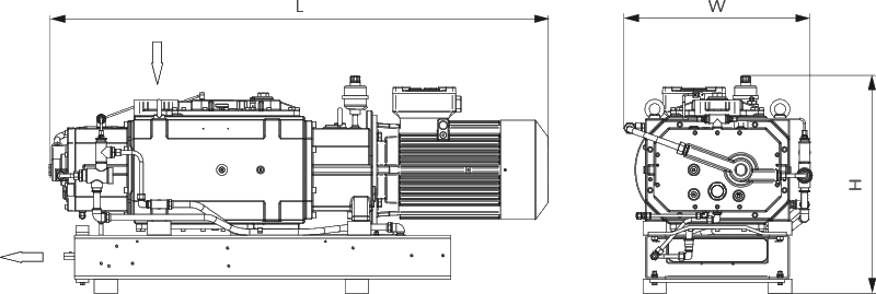 Габаритные размеры (чертеж) Винтовой вакуумный насос Busch COBRA NC 0600 C