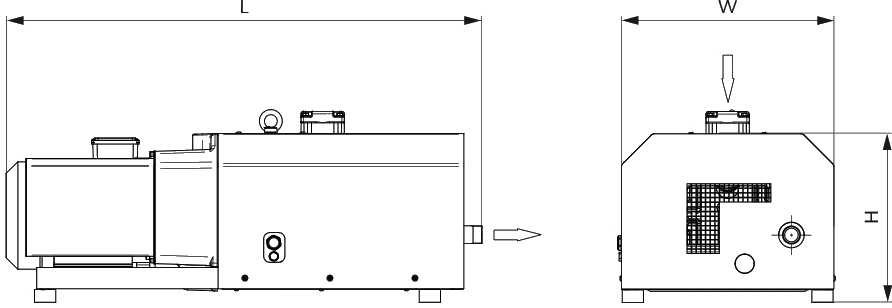 Габаритные размеры (чертеж) Кулачковый(когтевой) вакуумный насос Busch Mink MM 1324 AV