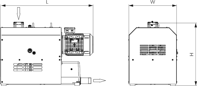 Габаритные размеры (чертеж) Кулачковый(когтевой) вакуумный насос Busch Mink MV 0312 B