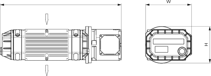 Габаритные размеры (чертеж) Бустерный роторный вакуумный насос Busch Puma WY 0500 C