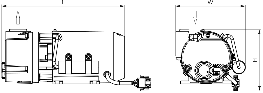 Габаритные размеры (чертеж) Пластинчато-роторный вакуумный насос Busch R5 PB 0003 D