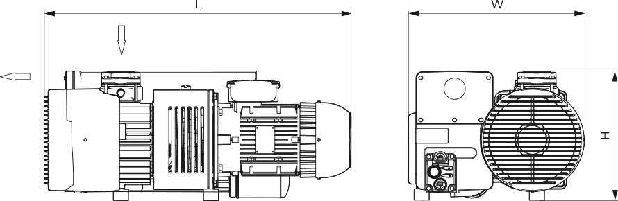 Габаритные размеры (чертеж) Пластинчато-роторный вакуумный насос Busch R5 RA 0155 A