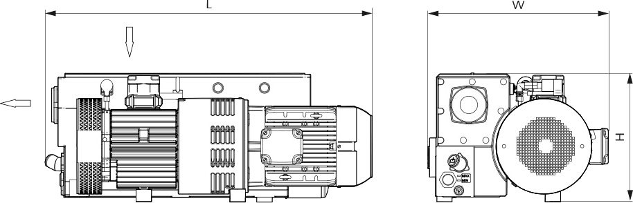 Габаритные размеры (чертеж) Пластинчато-роторный вакуумный насос Busch R5 RA 0165 D