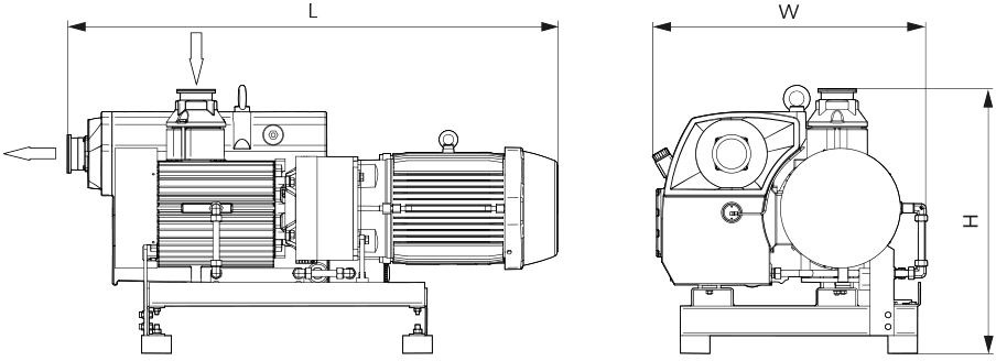 Габаритные размеры (чертеж) Пластинчато-роторный вакуумный насос Busch R5 RA 0750 A