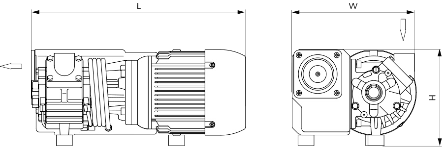 Габаритные размеры (чертеж) Пластинчато-роторный вакуумный насос Busch R5 RB 0021 C