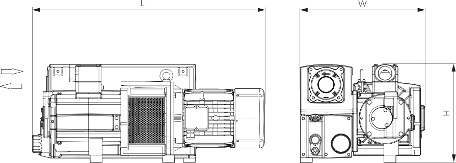 Габаритные размеры (чертеж) Пластинчато-роторный вакуумный насос Busch R5 RD 0200 A