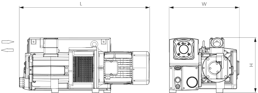 Габаритные размеры (чертеж) Пластинчато-роторный вакуумный насос Busch R5 RD 0240 A