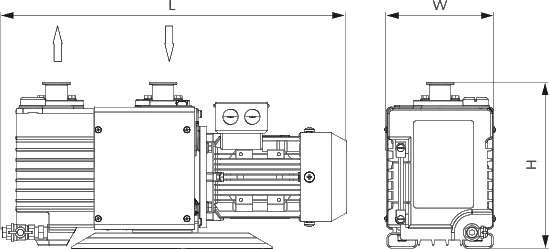 Габаритные размеры (чертеж) Двухступенчатый пластинчато-роторный вакуумный насос Busch Zebra RH 0090 B