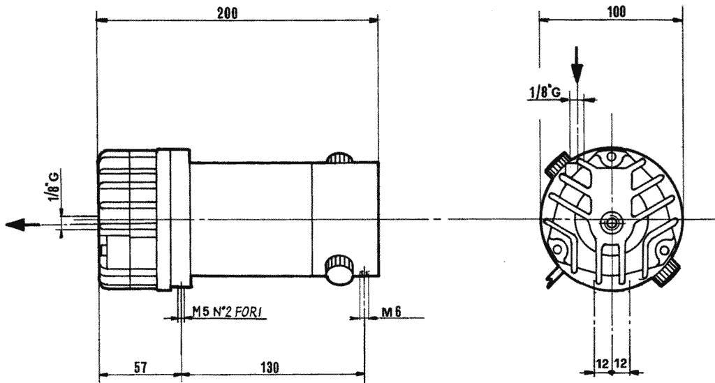 Габаритные размеры (чертеж) Безмасляный пластинчато-роторный вакуумный насос DVP SA.3CC