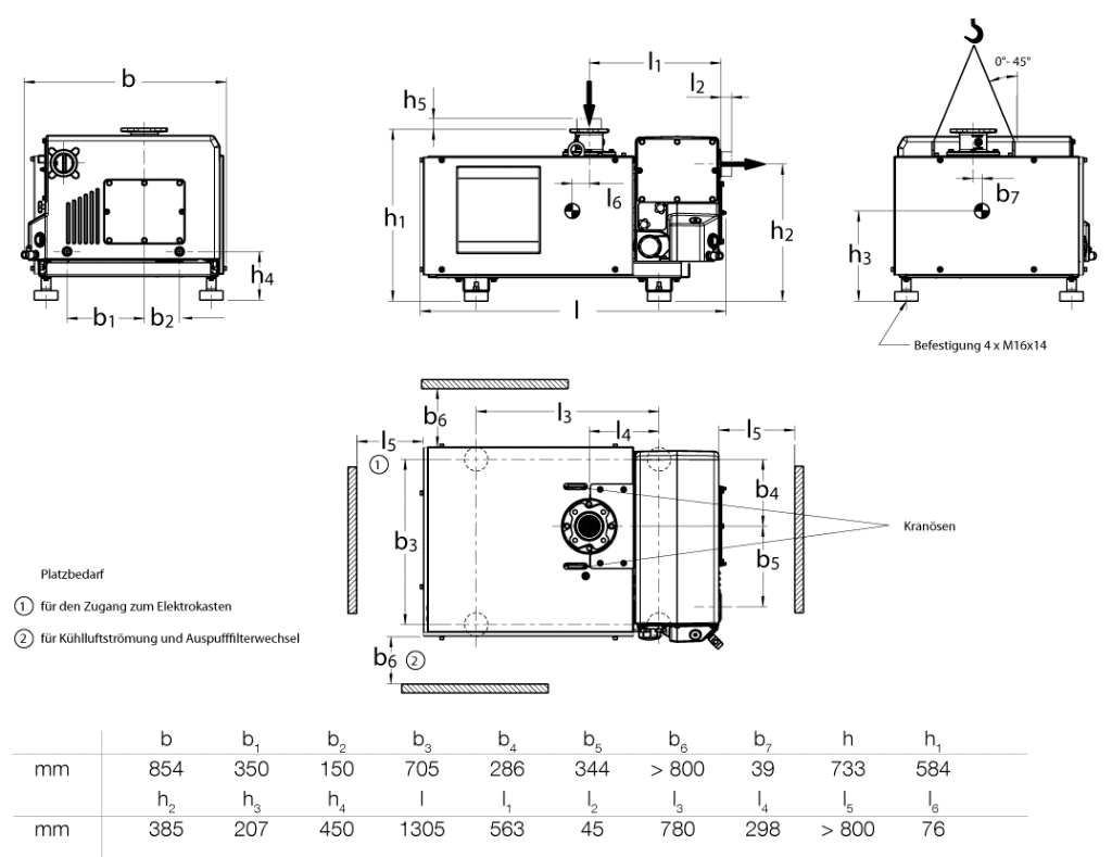 Габаритные размеры (чертеж) Одноступенчатый пластинчато-роторный вакуумный насос Leybold SOGEVAC SV 470 B(F)