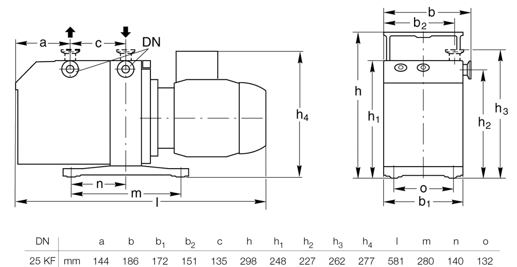 Габаритные размеры (чертеж) Двухступенчатый пластинчато-роторный вакуумный насос Leybold TRIVAC D 25 B-DOT