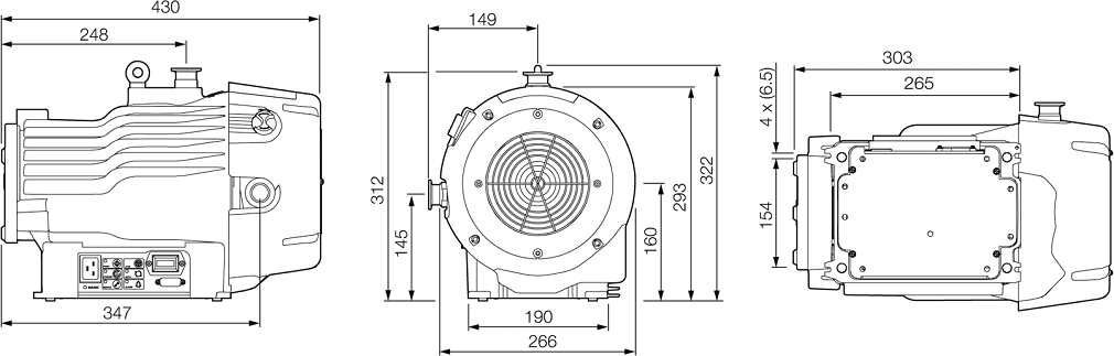 Габаритные размеры (чертеж) Спиральный вакуумный насос Leybold SCROLLVAC 10 plus