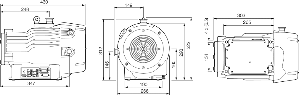 Габаритные размеры (чертеж) Спиральный вакуумный насос Leybold SCROLLVAC 15 plus