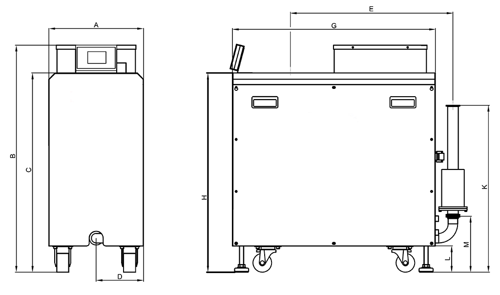 Габаритные размеры (чертеж) Винтовой вакуумный насос Hanbell PD702