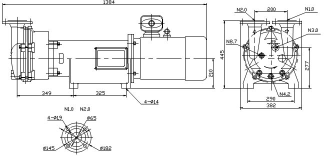 Габаритные размеры (чертеж) Водокольцевой вакуумный насос VARP  Leo 280 ATEX