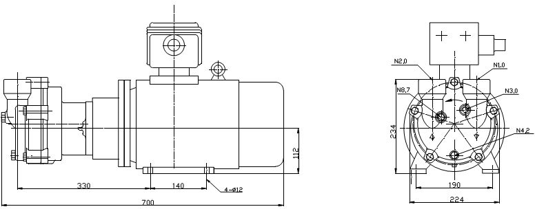 Габаритные размеры (чертеж) Водокольцевой вакуумный насос VARP  Leo 80
